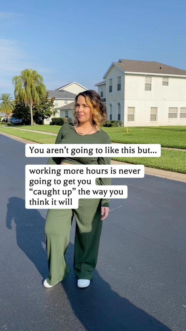 If you’re playing catch up every single week, then this is for you. 

It isn’t that you have to work more hours…it’s that you’re doing too much. 

And until you shift away from all the fluff, the extra stuff you’ve put on your plate, the “why not - this will only take 5 minutes”

Until you stop watching what everyone else is doing and adding things from their to do list to your own 🤪

Until something changes – you will be playing catch up for the rest of your life. 

Because right now - you have no room to breathe - so when life happens, when something takes longer in your business, when a kid gets sick or you get your period and just want to lay on the couch and watch TV….you’re immediately setting yourself behind. 

And all this does it lead to burn out. 

It doesn’t have to be this way. It isn’t for me or my clients. 

You can work smarter, work more focused and create more space in your life so that catching up is a rarity. 

Make sure you’re following me - @gianatralongo & I’ll show you how.